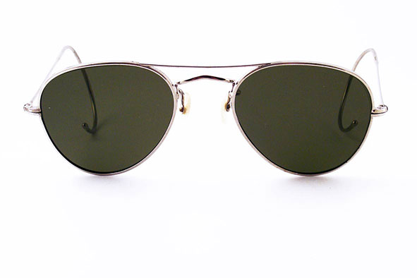 vintage sunglasses : unisex : 1940s/50s silver metal frame, unmarked